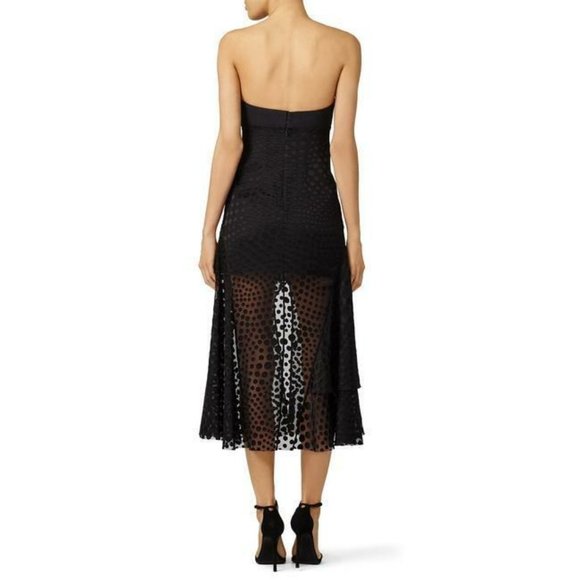 NWT $1500 CEDRIC CHARLIER SEEING DOTS BLACK CHIFFON STRAPLESS DRESS SIZE 10 - Picture 2 of 9